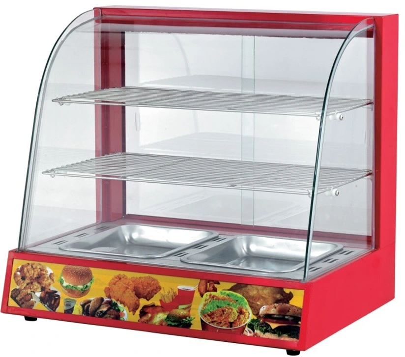 High Quality Curved Glass Food Display Warmer Food Warmer Display Showcase Catering Equipment